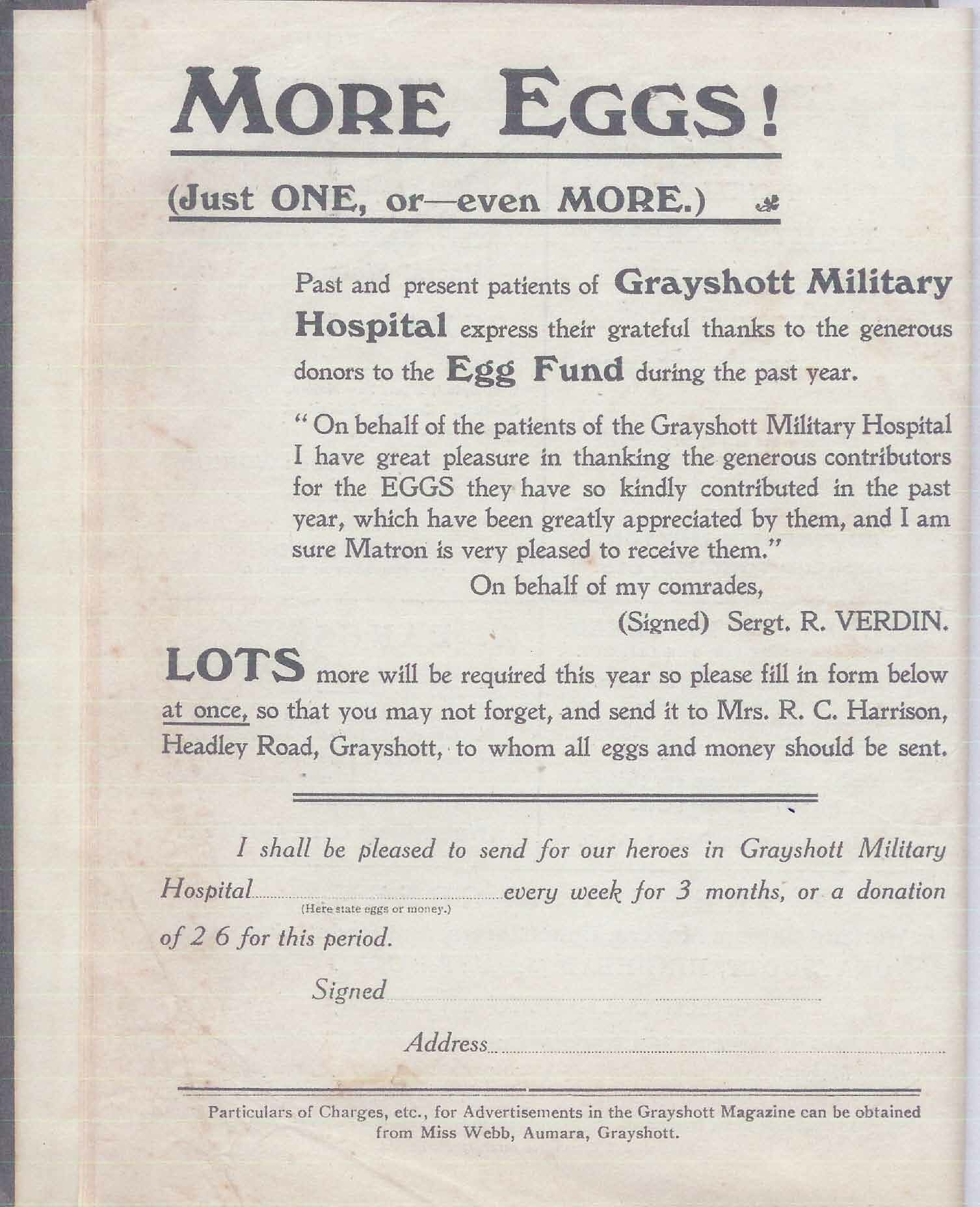 Hospital eggs advert