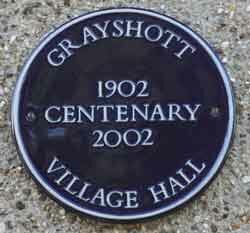 Photo of Centenary Plaque on Grayshott Village Hall