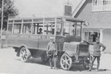 Aldershot and District Traction Co. Daimler motor ?bus outside the Fox and Pelican 1914